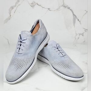 Cole Haan 2‎ ZeroGrand Laser Wingtip Oxfords Powder Blue Suede Sneaker Mens 12M
